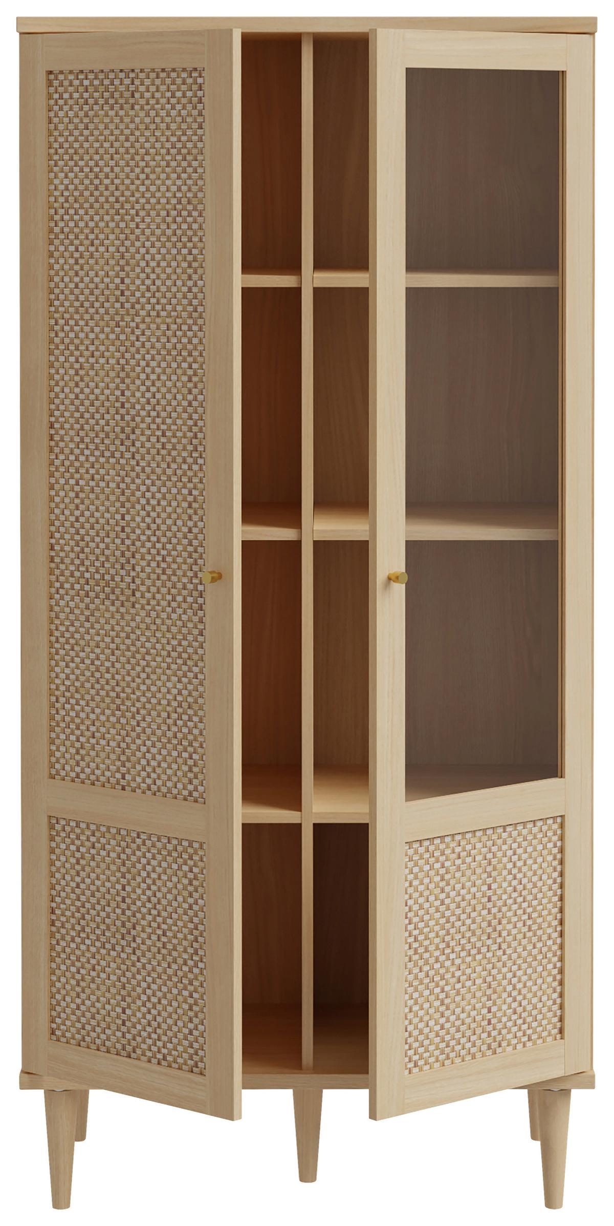 Vitrine Calasetta Eichefarben/Beige - Eichefarben/Beige, Natur, Glas/Holzwerkstoff (80,1/166,6/41,4cm) - Premium Living