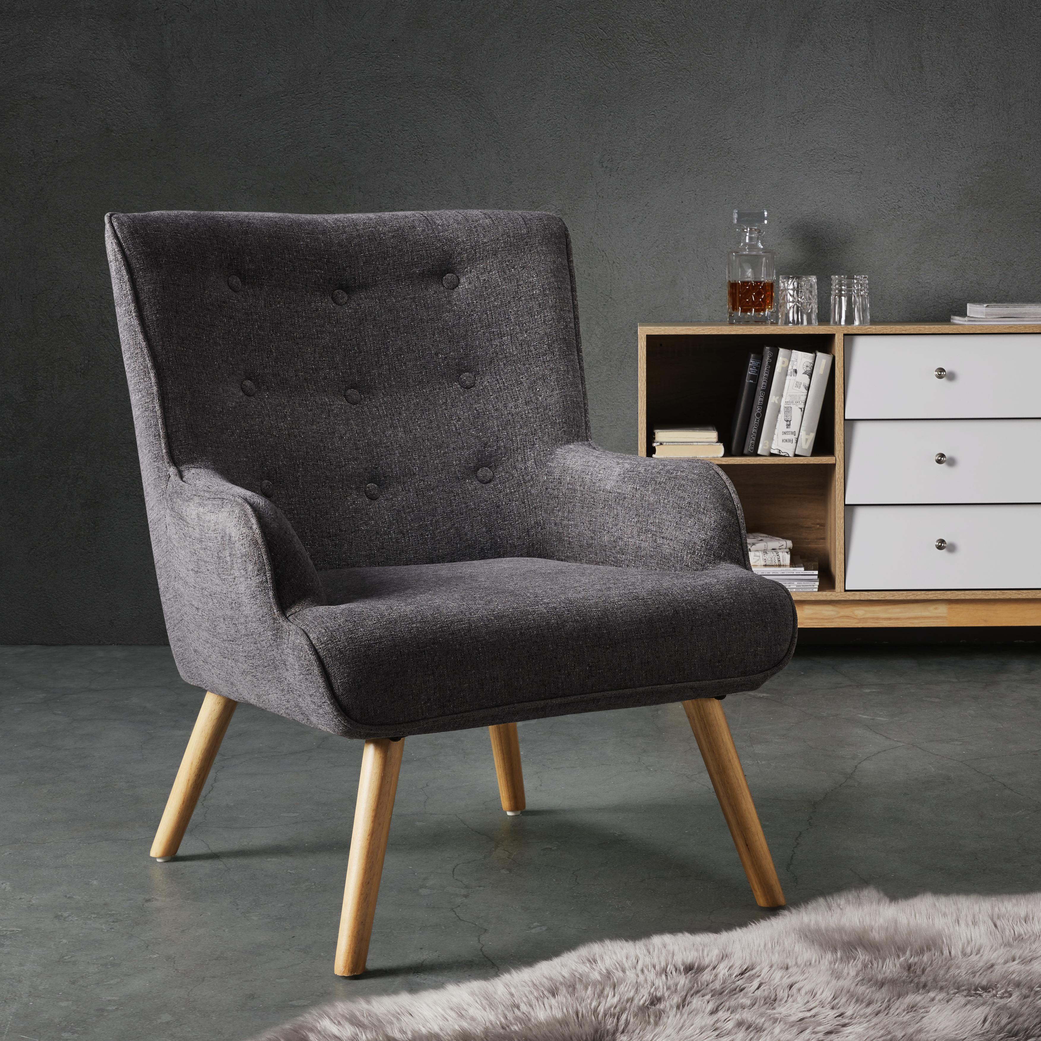 Sessel in Grau 'Sira' - Dunkelgrau, MODERN, Holz/Textil (73/91/85cm) - Bessagi Home