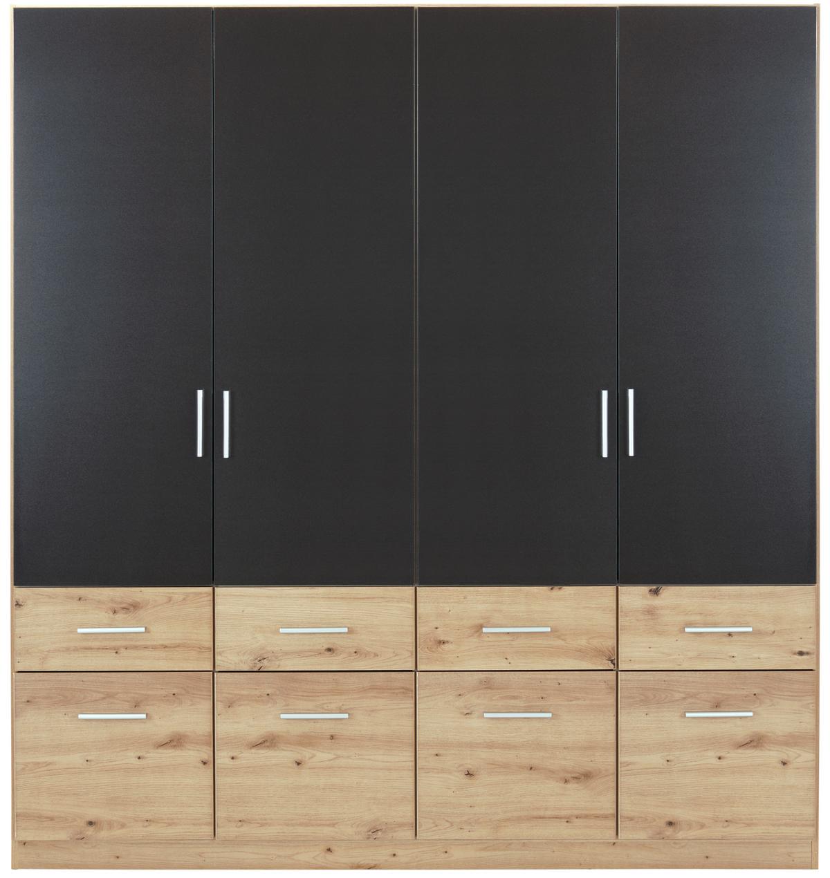 Omara Za Oblačila Celle Extra, Temno Siva, Barva Hrasta - srebrne barve/temno siva, Design, umetna masa/leseni material (181/197/54cm) - Mömax