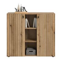 KOMMODE STATION - Eichefarben/Schwarz, Design, Holzwerkstoff/Kunststoff (106/96/37cm) - MID.YOU