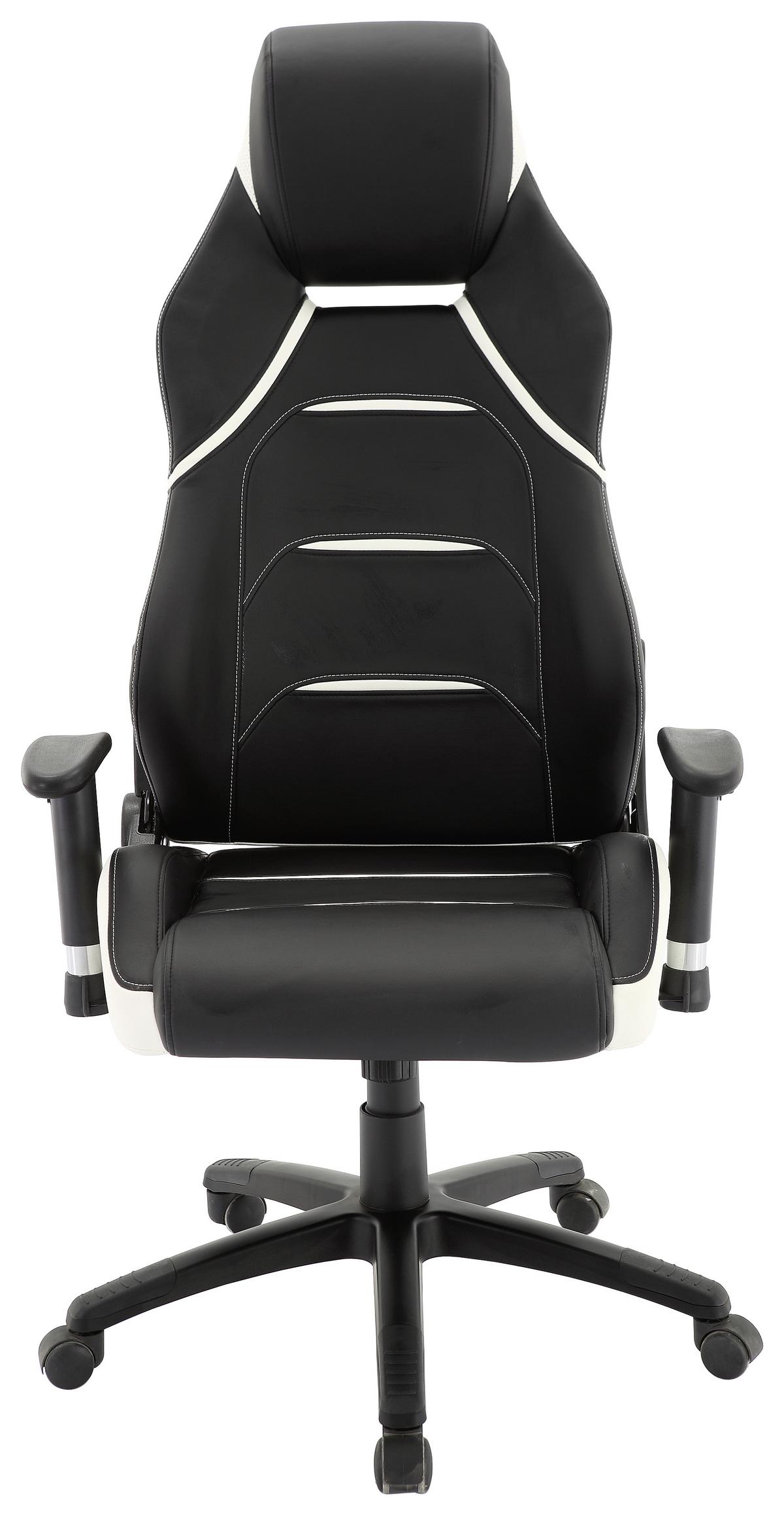 Gamingstuhl im Lederlook - Weiss/Schwarz, Modern, Kunststoff/Textil (67/126-134/72cm) - Premium Living