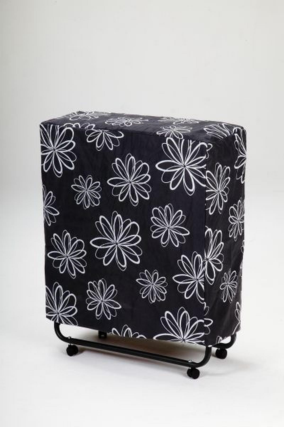 ŁÓŻKO SKŁADANE HONOLULU - czarny/biały, Design, metal/tkanina (80/185cm) - Livetastic