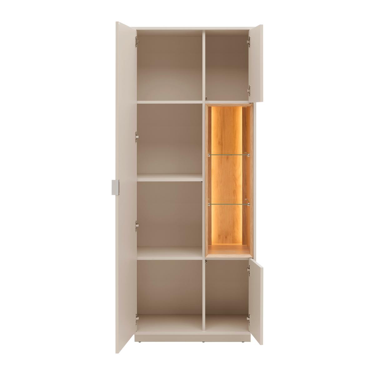 Vitrine Velasca Eichefarben/Kaschmir - Kaschmir/Eichefarben, MODERN, Glas/Holzwerkstoff (74,2/185/40cm) - Premium Living