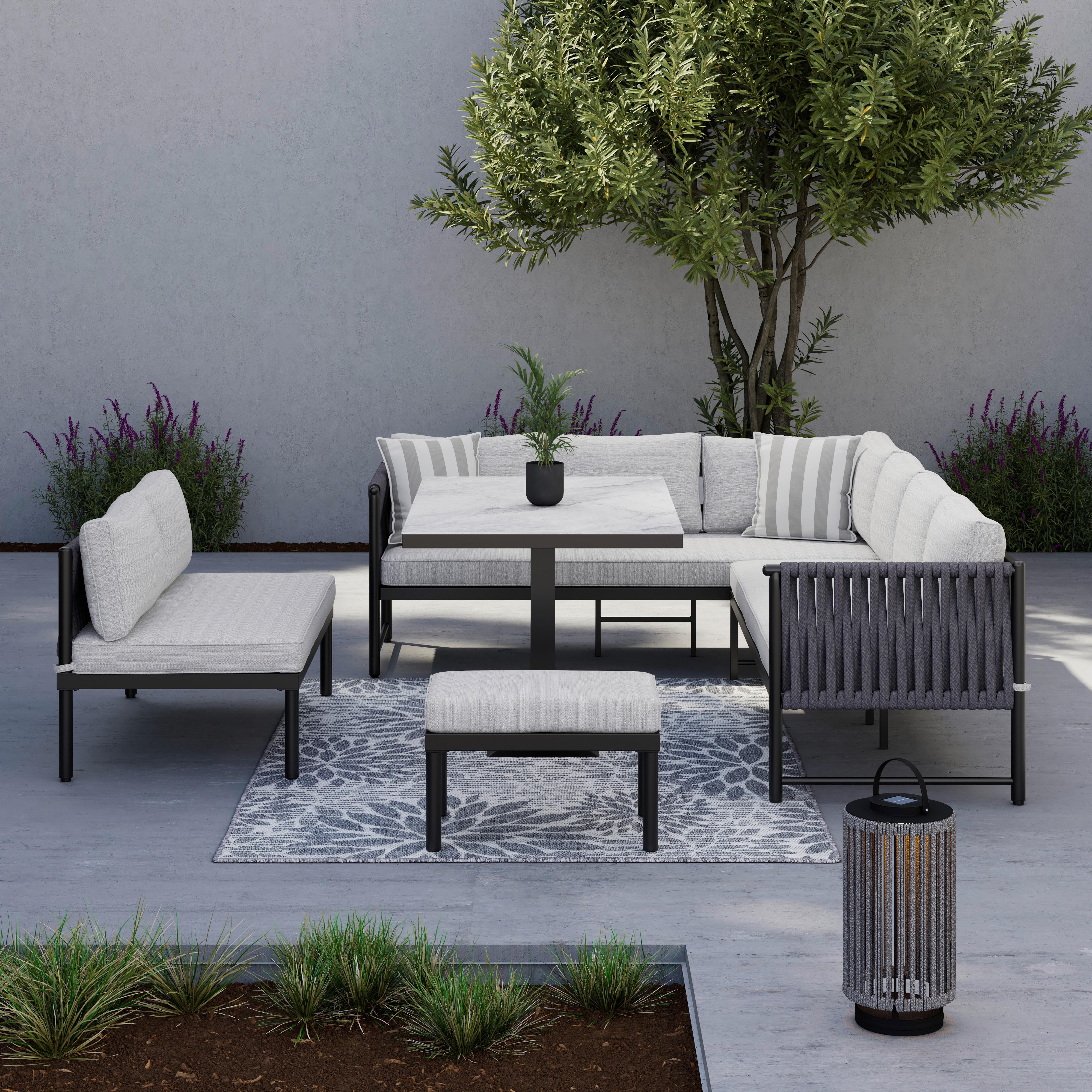Dining-Loungeset Polly Hellgrau Outdoorstoff/Metall - Dunkelgrau/Hellgrau, MODERN, Kunststoff/Textil - Bessagi Garden