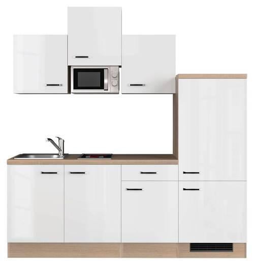 Kuhinjski Blok Z Aparati Valero, Bela, Barva Hrasta - barve nerjavečega jekla/bela, Moderno, kovina/leseni material (210cm) - FlexWell