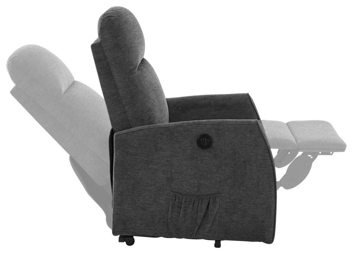 Tv Fotelj Athen, Temno Siva, Pomoč Pri Vstajanju - temno siva, Moderno, kovina/tekstil (67.5/107/88.5cm)