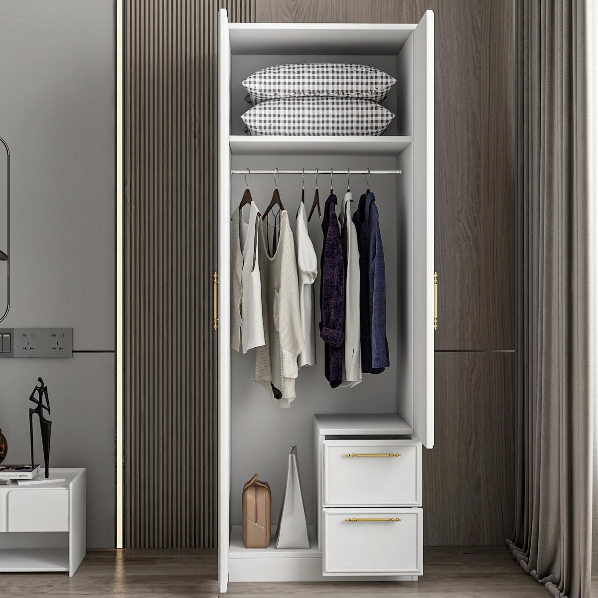 KLEIDERSCHRANK VESPERA KLEIDERSCHRANK - Weiss/Goldfarben, Design, Holzwerkstoff/Metall (60/172/45cm) - Livetastic