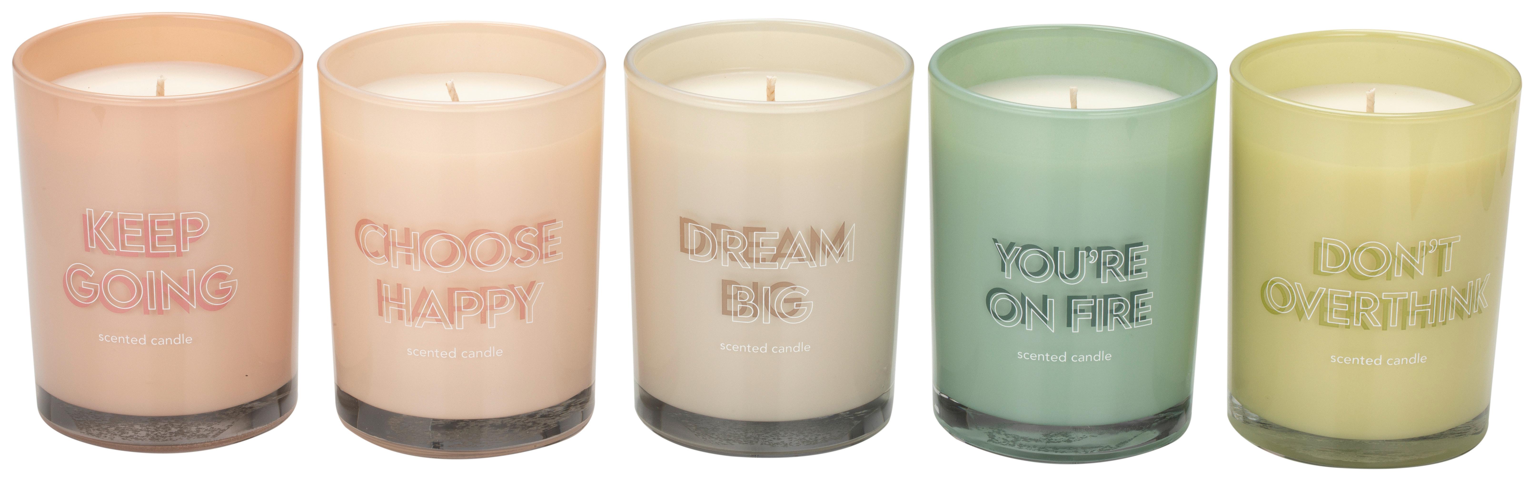 Kerze Libella in 5 Designs - Pink/Dunkelgrau, MODERN, Glas (8/10,6cm) - Modern Living