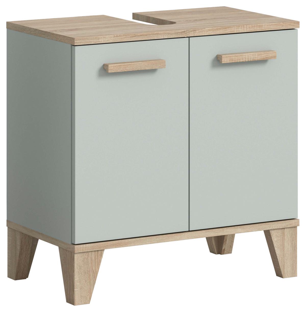 Waschtischunterschrank Star ca. 60x61x34 cm Eiche/Graugrün - Graugrün/Eiche San Remo, MODERN, Holzwerkstoff/Kunststoff (60/61/34cm) - MID.YOU
