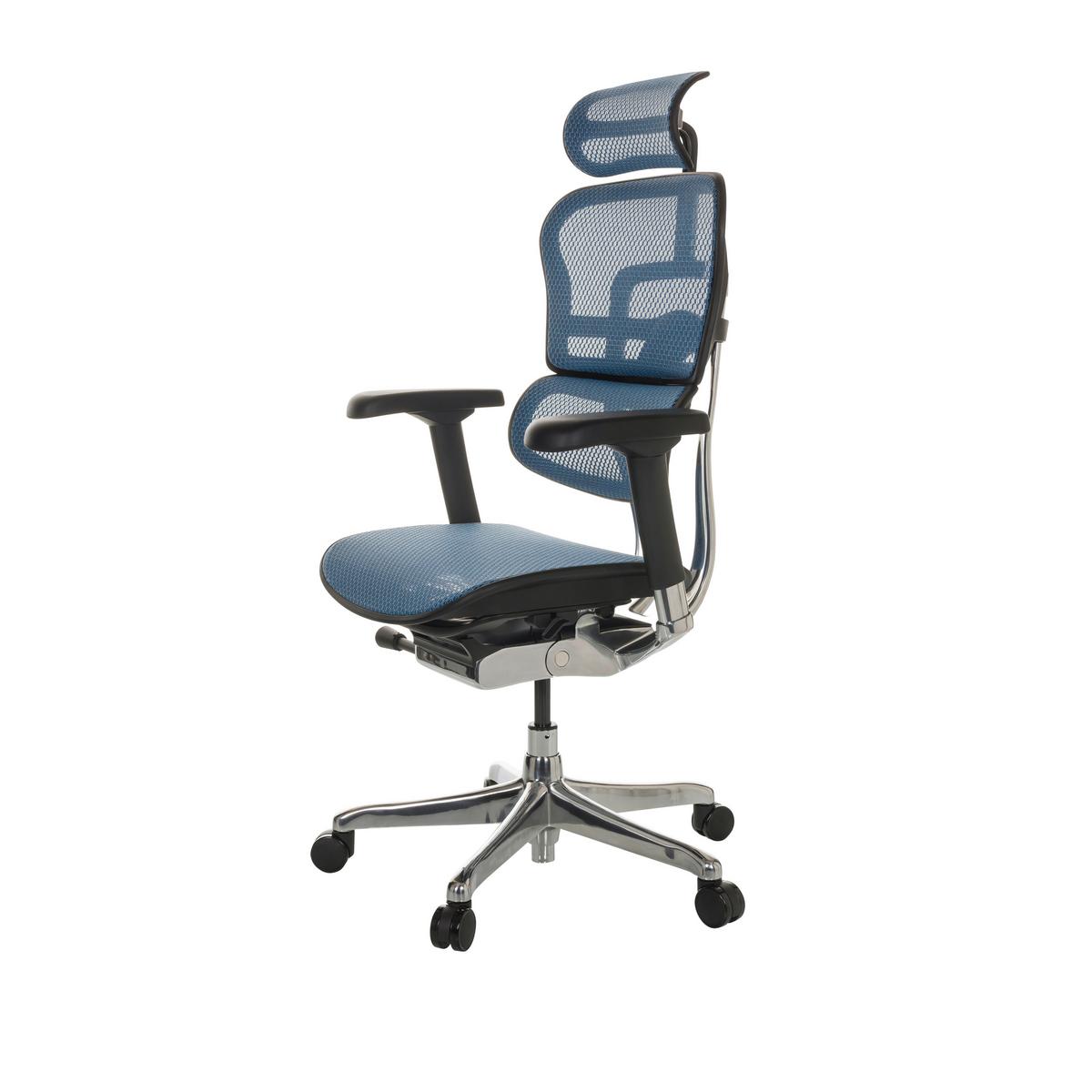 Pisarniški Stol Ergohuman I, Modra - modra/srebrne barve, Basics, kovina/umetna masa (69/119-144/65cm) - MID.YOU