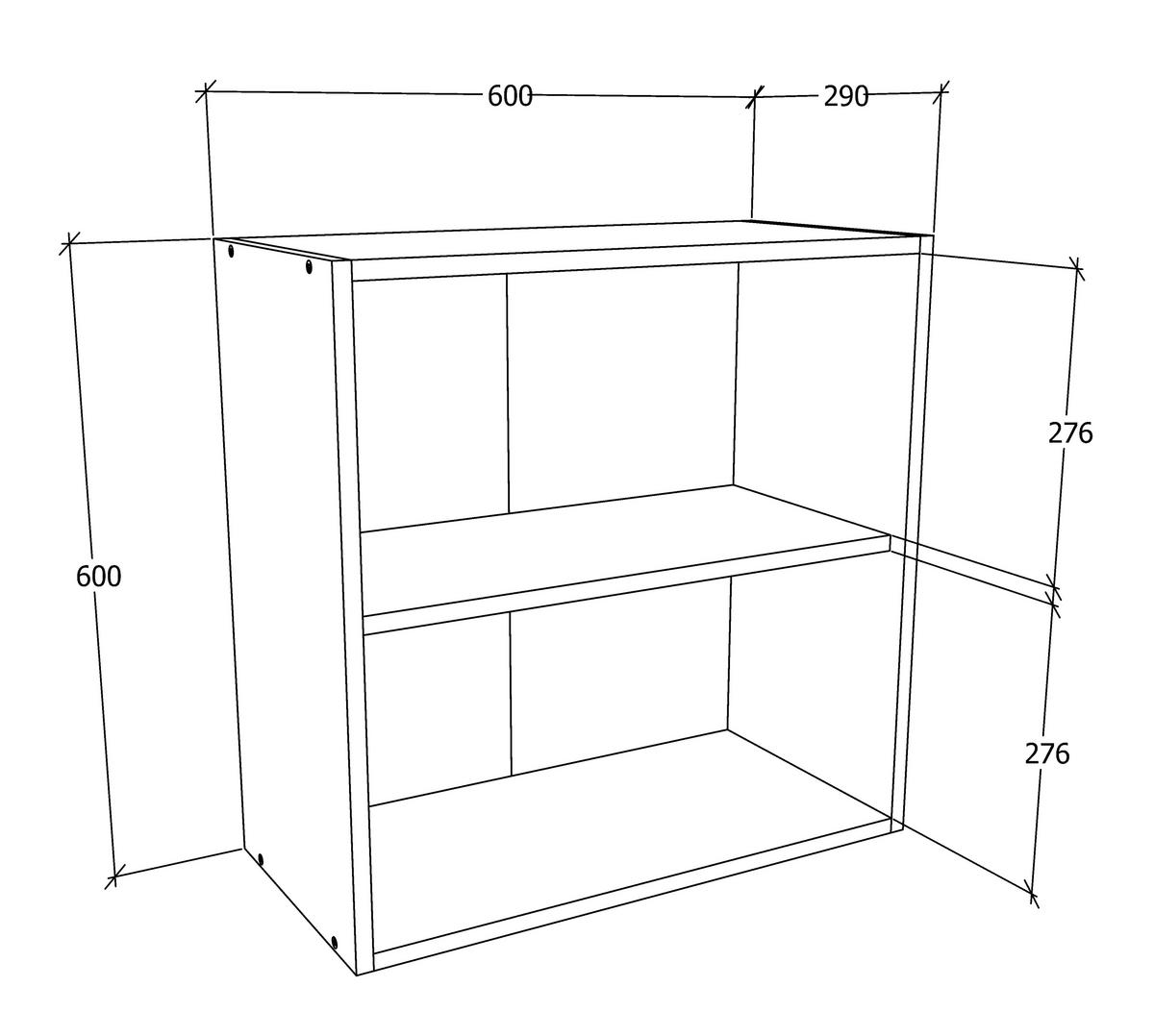 Kuhinjska Zgornja Omarica Esilo, Hrast, Bela - bela/barve aluminija, Konvencionalno, kovina/leseni material (60/60/31cm) - MID.YOU