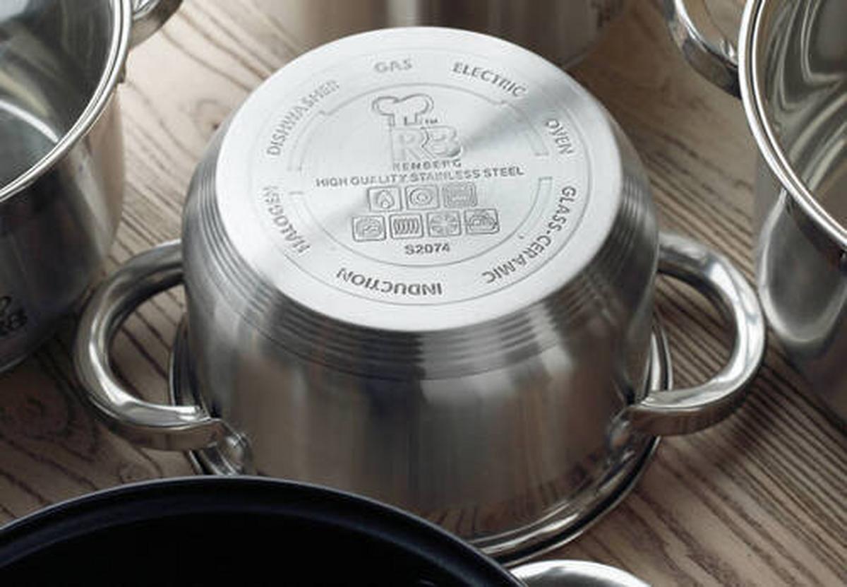 Kochtopset Jumbo, 12-teilig - Edelstahlfarben/Transparent, MODERN, Glas/Metall