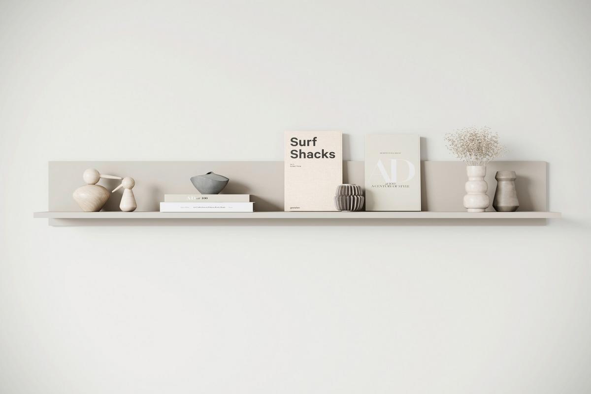 Stenska Polica Vera 138, Bež, Kašmir - kašmir/bež, Design, leseni material (138,5/18/12cm) - Livetastic