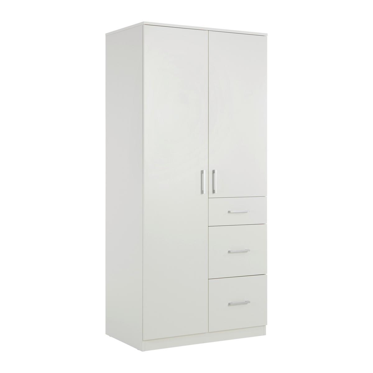 Drehtürenschrank Lasse 2T in Weiß ca. 90x197x55cm - Weiß, KONVENTIONELL, Holz (90/197/55cm) - Mömax