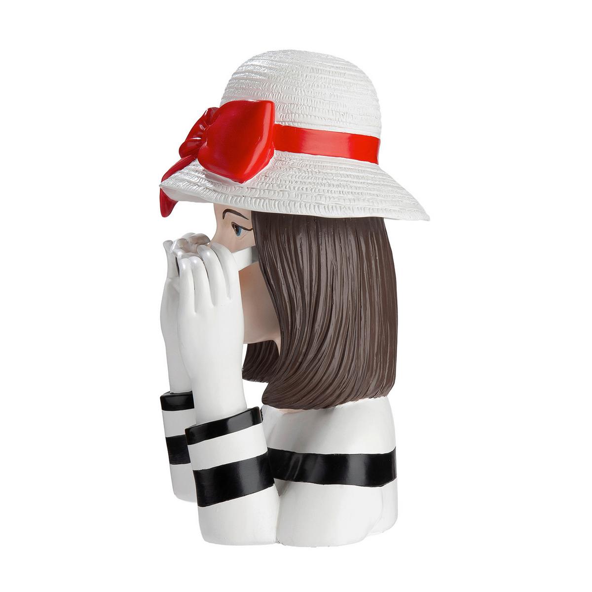 Dekobüste Lady Sophie Rot/Schwarz/Weiß - Rot/Schwarz, Basics, Kunststoff (18/28/13,5cm)