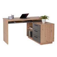 BIURKO ZESTAW GHIA - antracytowy/dąb artisan, Konventionell, materiał drewnopochodny (138/105/75cm) - Xora