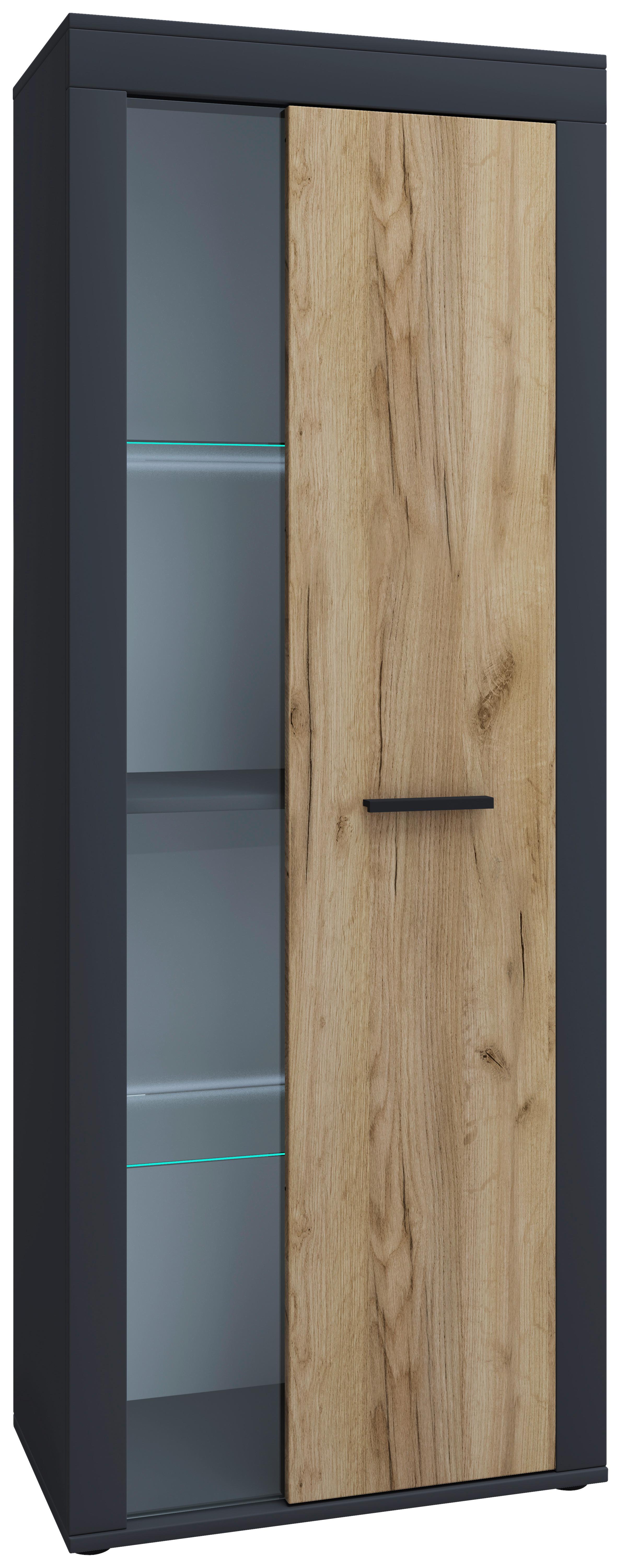 Vitrine Usilo Vitrine - Honigeiche/Anthrazit, Design, Glas/Holzwerkstoff (60/159/35cm) - MID.YOU