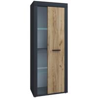 Vitrine Usilo Anthrazit/Honigeiche - Honigeiche/Anthrazit, Design, Glas/Holzwerkstoff (60/159/35cm) - MID.YOU