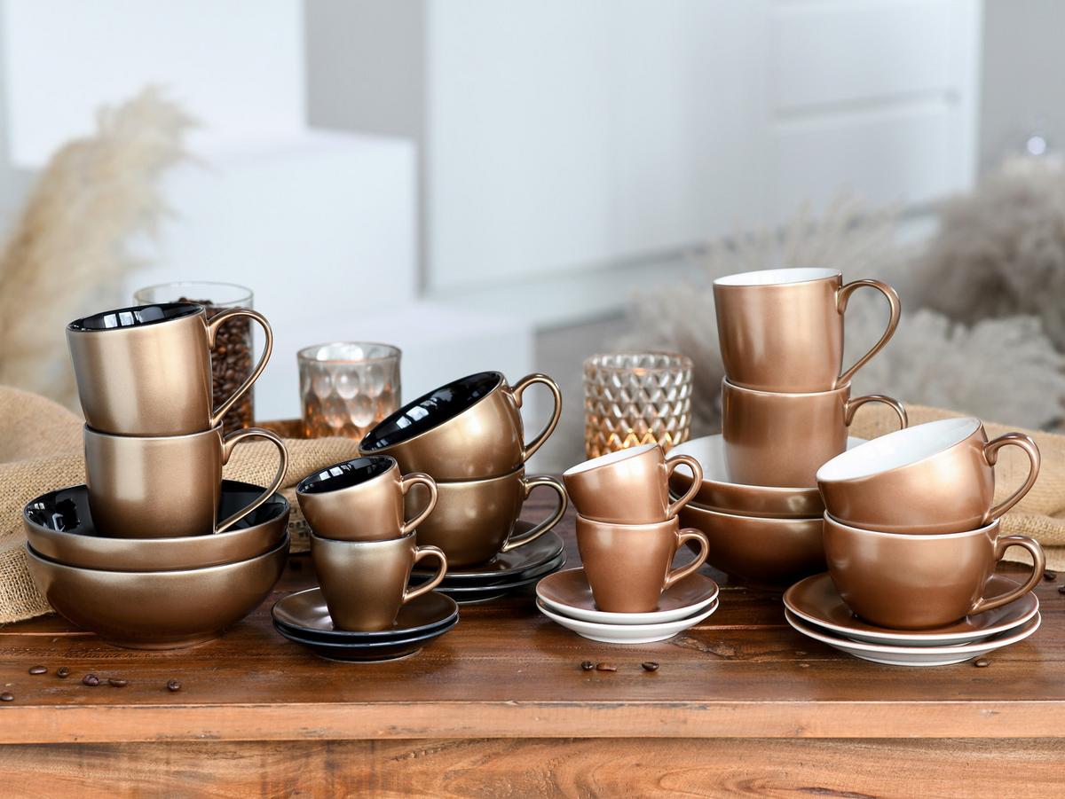 Kavni Servis Golden Days White, 12-Delni - zlate barve/bela, Basics, keramika - Creatable