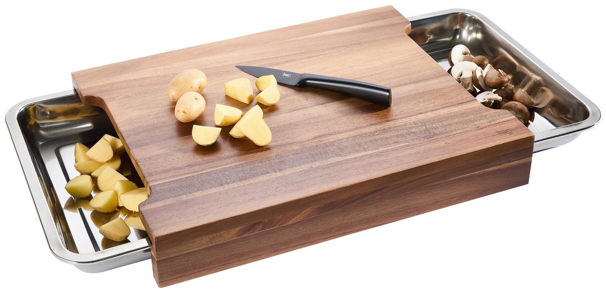 DESKA DO KROJENIA CUTB.TR.51 - kolor naturalny/kolor stalowy, Basics, metal/drewno (43,5/34/6,5cm) - Homeware Profession.