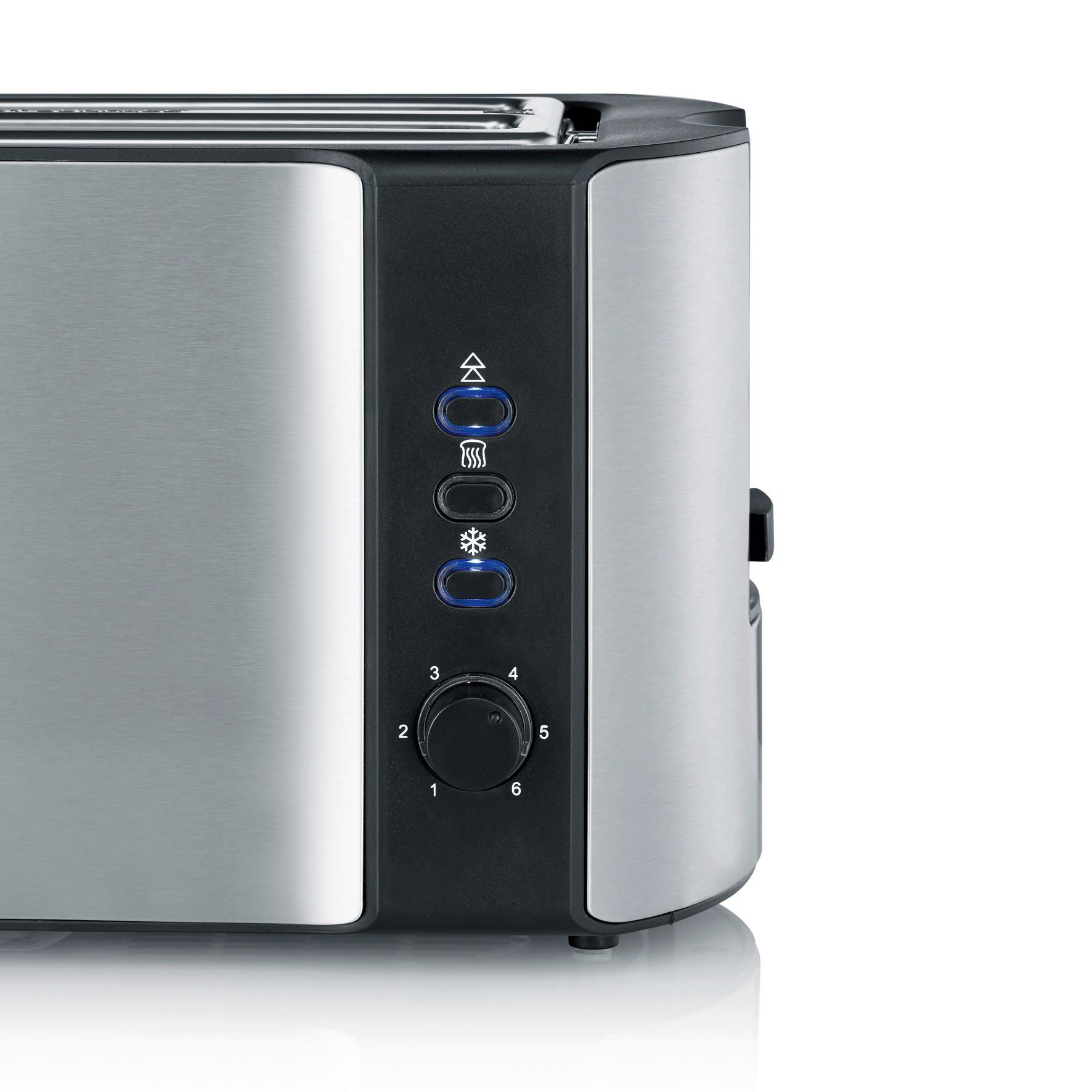 Toaster AT 2590 max. 1400 Watt - Edelstahlfarben/Schwarz, Kunststoff/Metall (38/16,5/19cm) - Severin