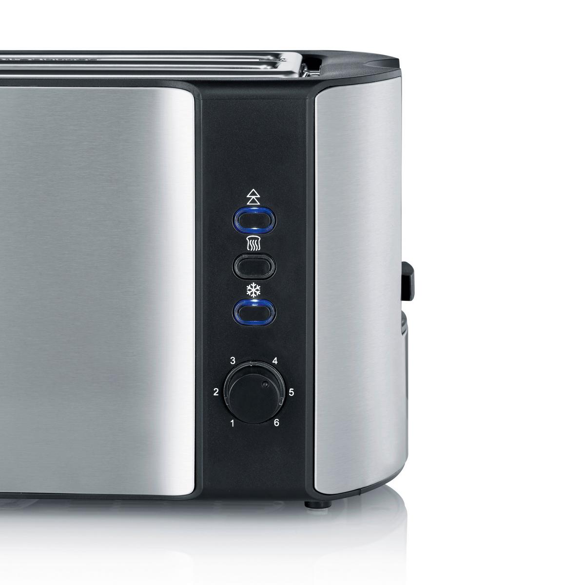 Toaster AT 2590 max. 1400 Watt - Edelstahlfarben/Schwarz, Kunststoff/Metall (38/16,5/19cm) - Severin