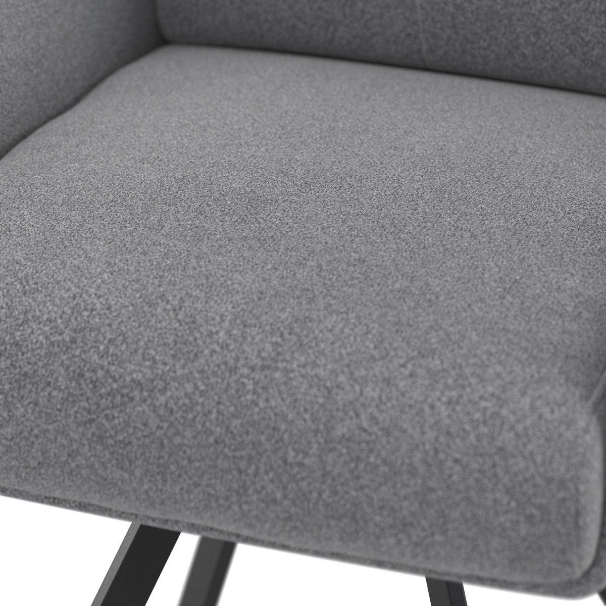 Naslanjač Marie, Siva, Vrtljiv - siva/črna, Moderno, kovina/tekstil (60/95,5/65cm) - Bessagi Home