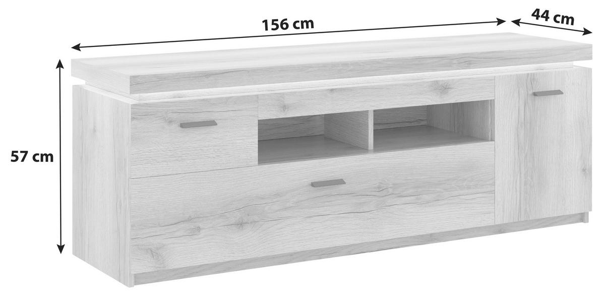 Tv-element Vancouver, Barva Hrasta, Led - barve hrasta/antracit, Moderno, kovina/leseni material (156/57/44cm) - Mömax