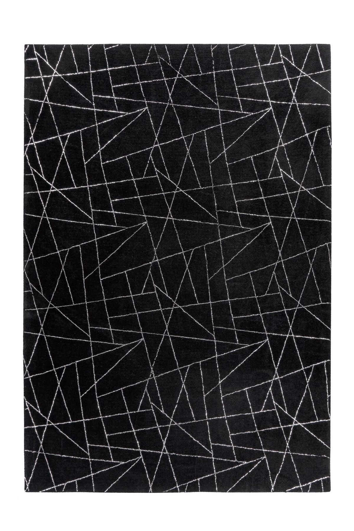 FLACHWEBETEPPICH BIJOU 125 - noir/couleur argentée, Konventionell, textile (120/170cm) - Kayoom