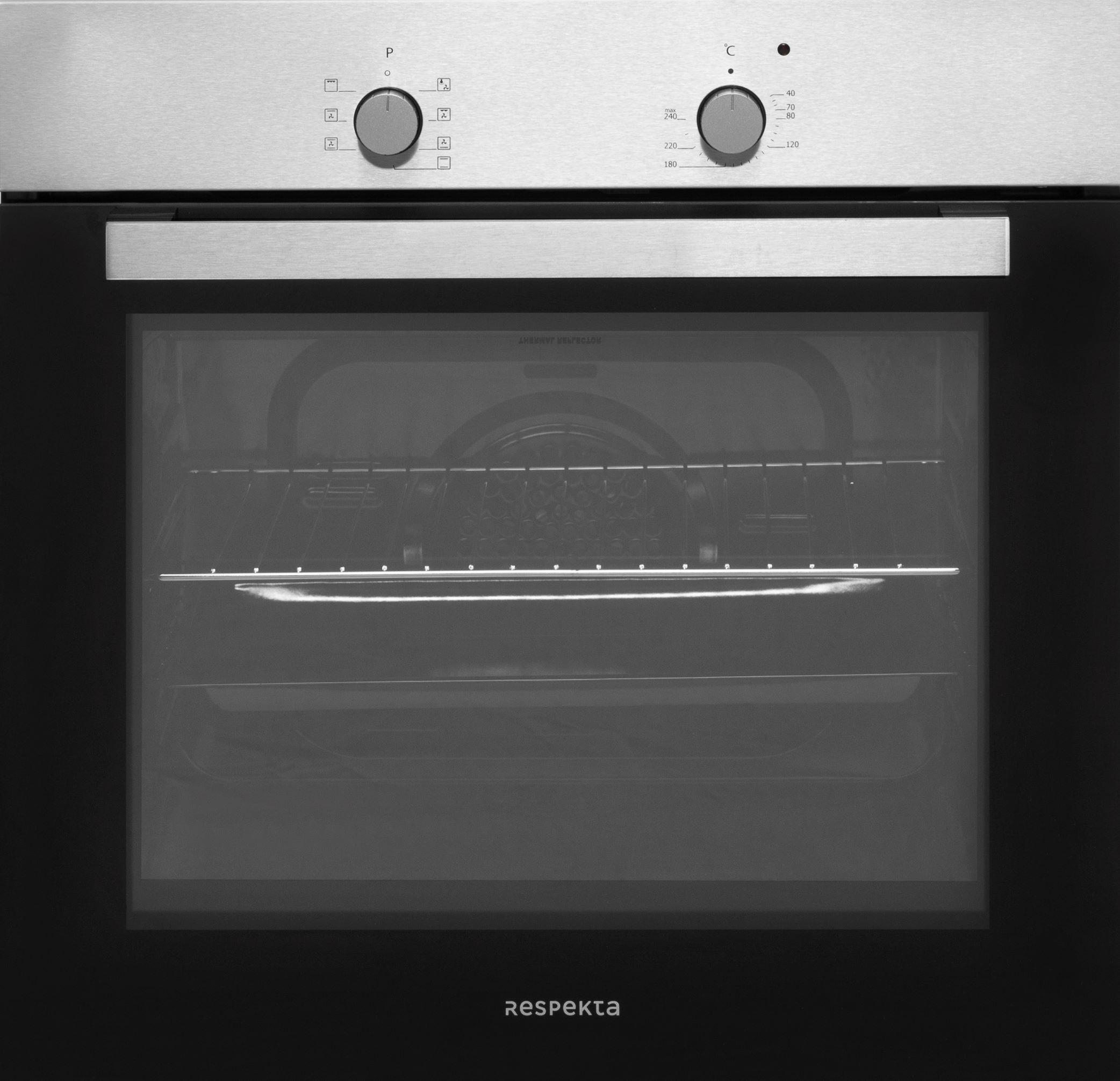 Einbau-Backofen Solero Schwarz/Edelstahl B: ca. 60 cm - Edelstahlfarben/Schwarz, Trend, Glas/Metall (59,5/59,5/56,5cm) - Respekta