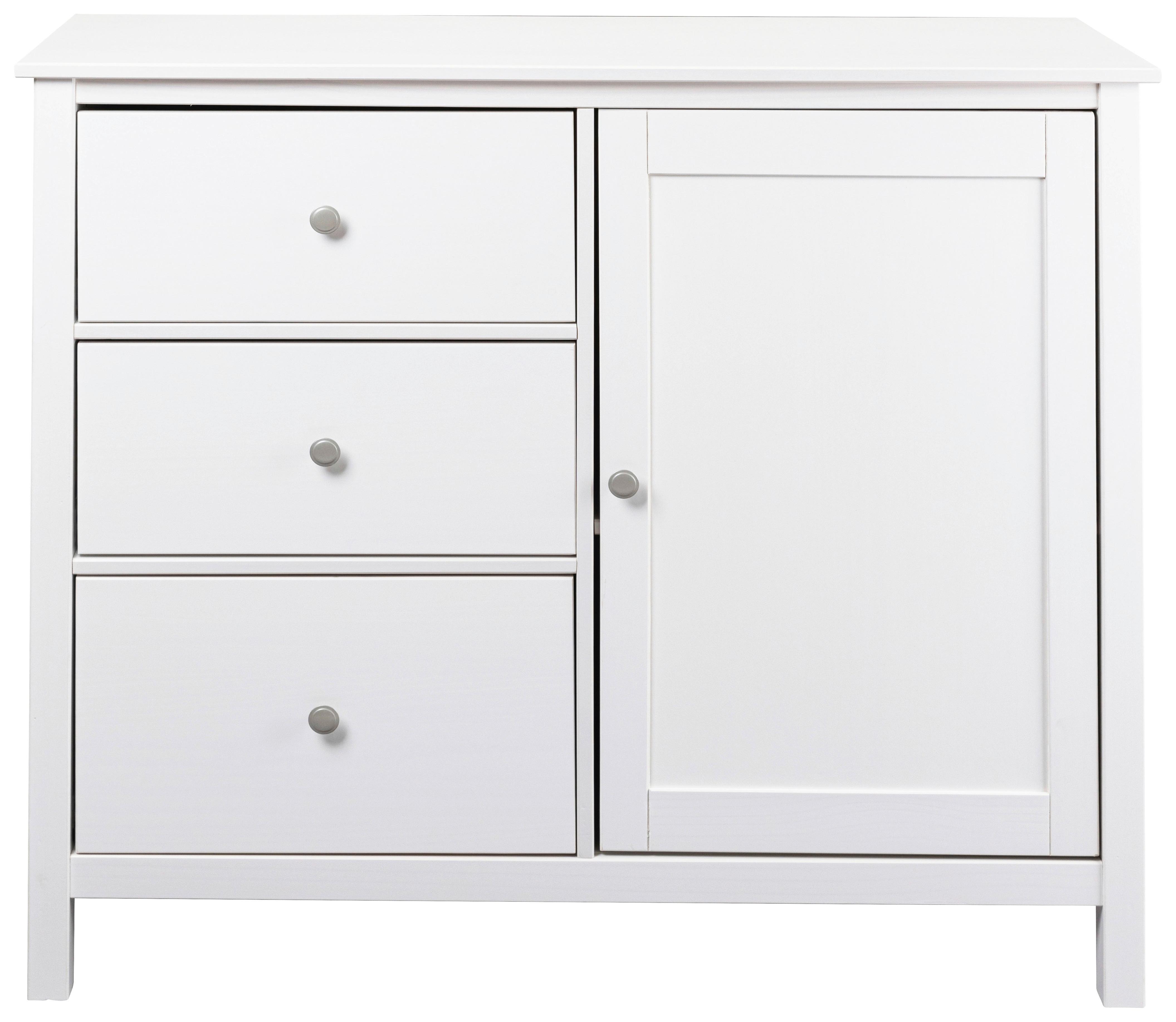 Kommode Chilly Home ca. 110x96x40 cm Weiß - Silberfarben/Weiß, Design, Holz/Metall (110/96/40cm) - Livetastic