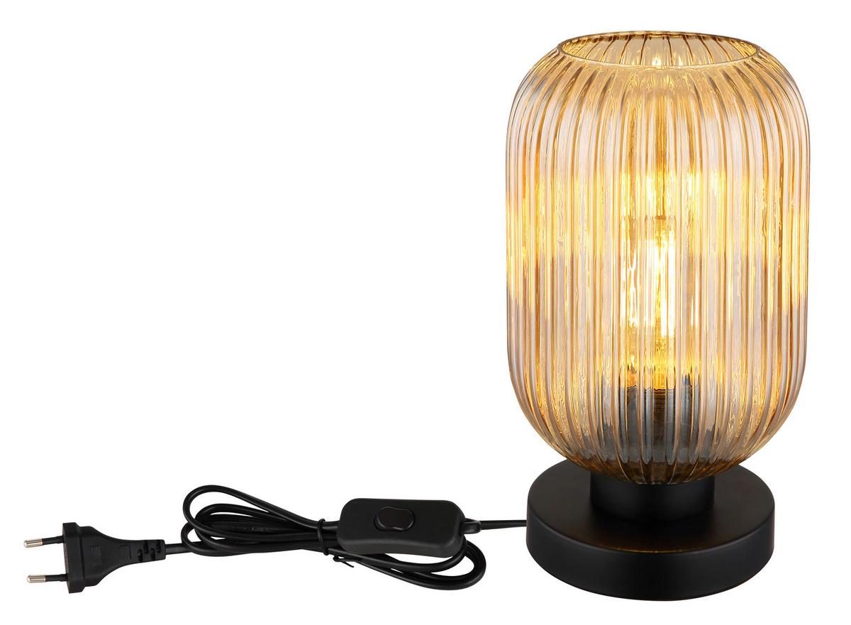 Tischleuchte Normy Klar/Schwarz max. 40 Watt - Klar/Schwarz, KONVENTIONELL, Glas/Metall (14/24cm) - Globo
