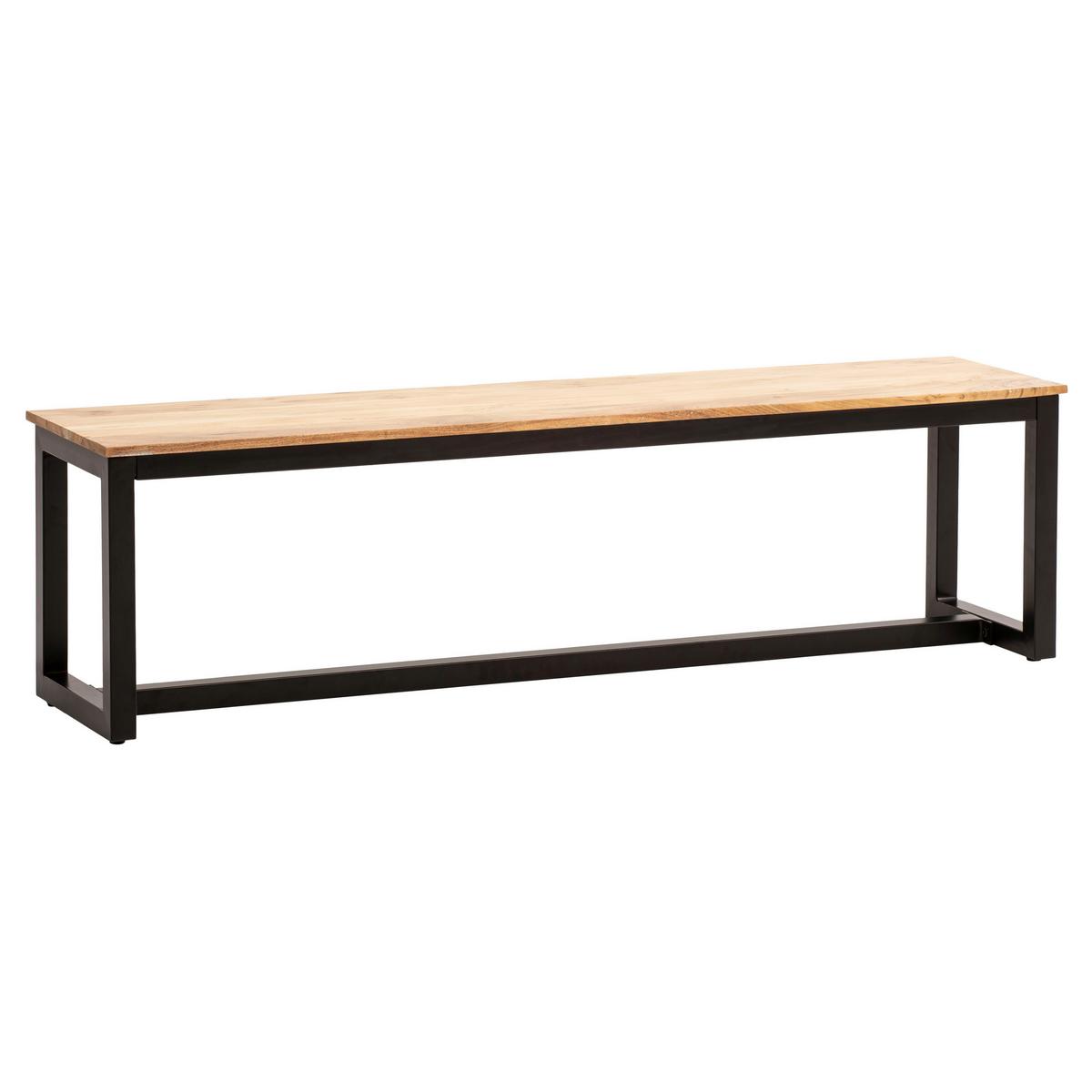 Klop Akazie, Pravi Les - črna/barve akacije, Design, kovina/les (160/45/40cm) - MID.YOU