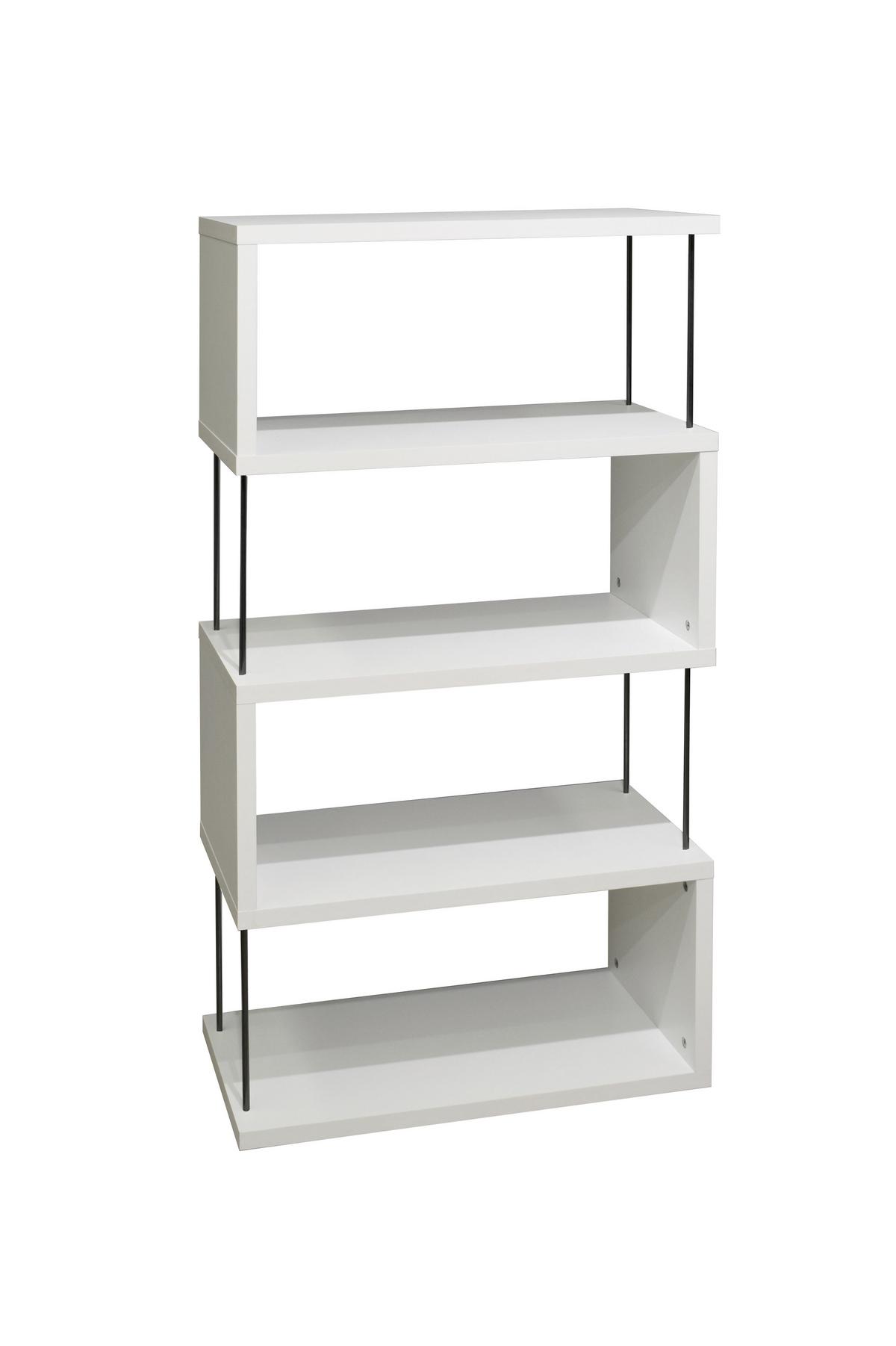 Polica Sticks - bijela/crna, Moderno, drvni materijal/plastika (66/126/33cm) - Modern Living