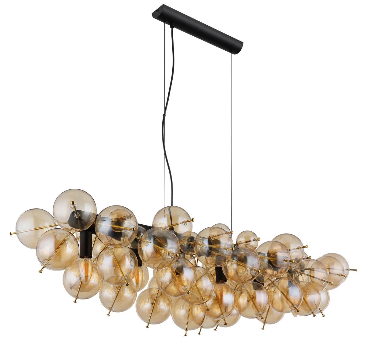 Hängeleuchte Udo Schwarz/Gold max. 25 Watt - Goldfarben/Schwarz, Design, Glas/Metall (103/47/120cm) - Globo