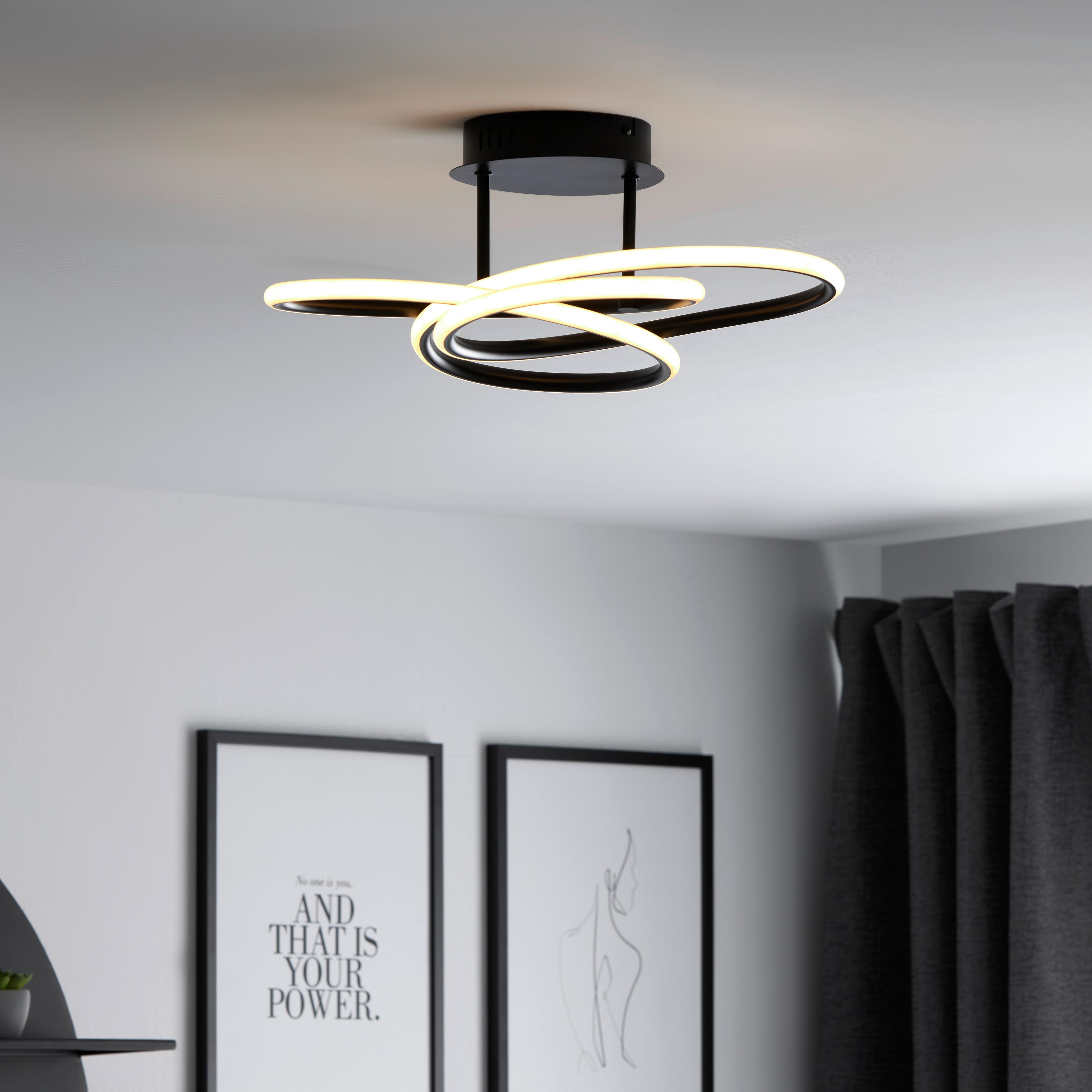LED-Deckenleuchte Eri max. 24 Watt - Schwarz, Romantik / Landhaus, Kunststoff/Metall (40/19cm) - Premium Living