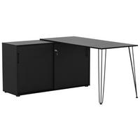 Eckschreibtisch Ekko Schwarz - Schwarz, MODERN, Holzwerkstoff/Metall (145/129,5/73,8cm) - MID.YOU