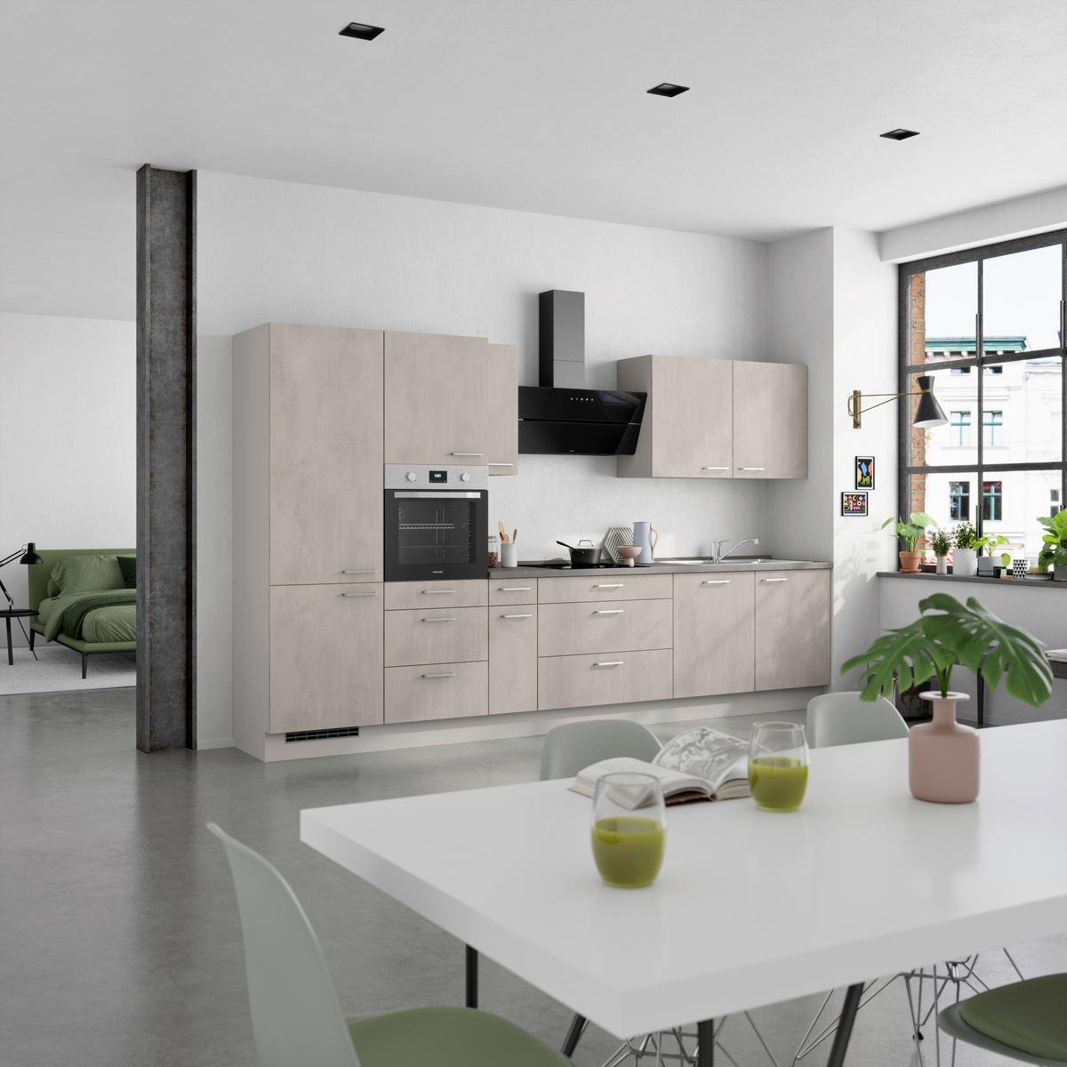 Küchenblock Riva High m. Geräten Grau - Schieferfarben/Edelstahlfarben, MODERN, Holzwerkstoff/Metall (360cm) - Nobilia