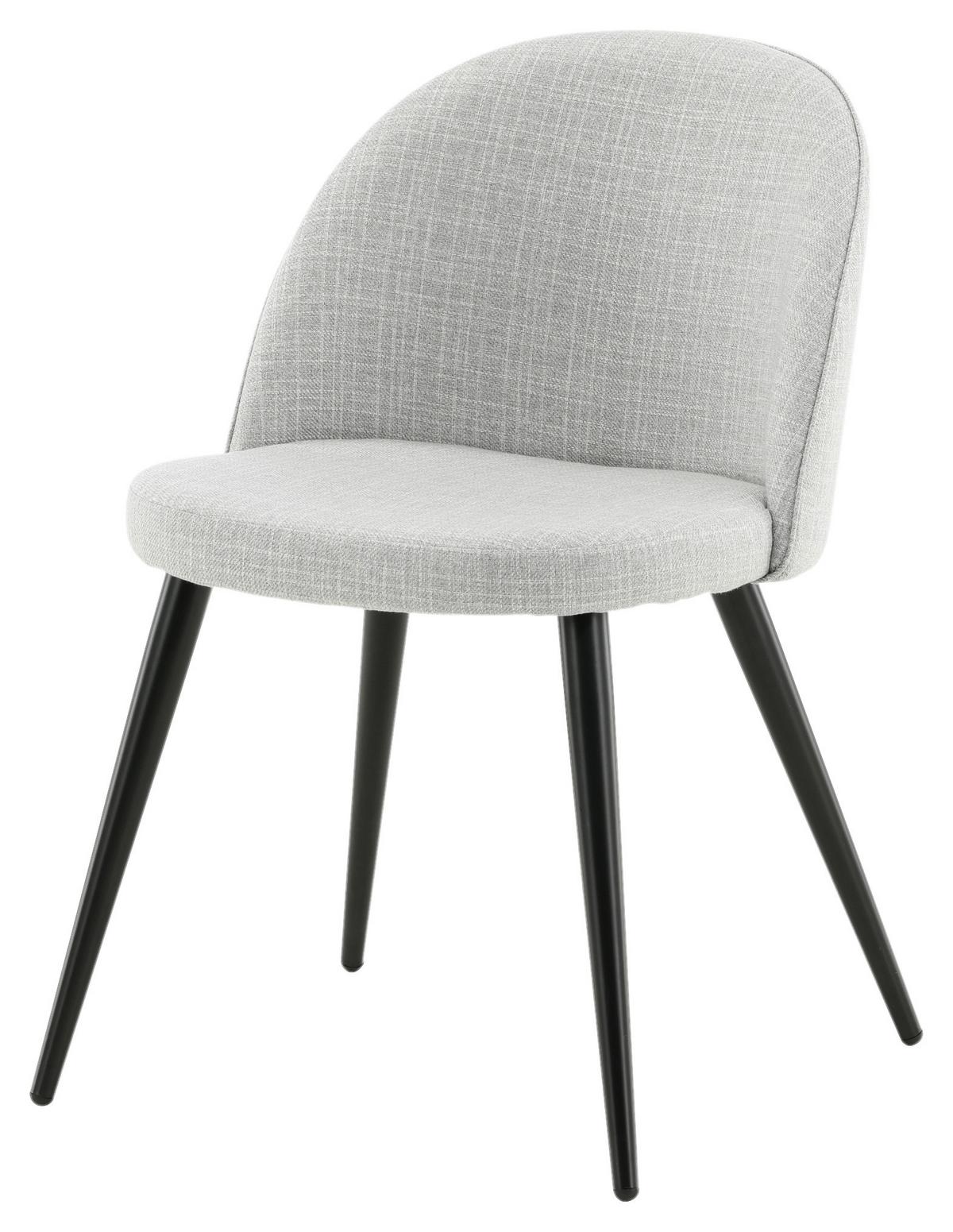 STUHL-SET VELVET - Hellgrau/Schwarz, Design, Textil/Metall (50/77/48cm) - Livetastic