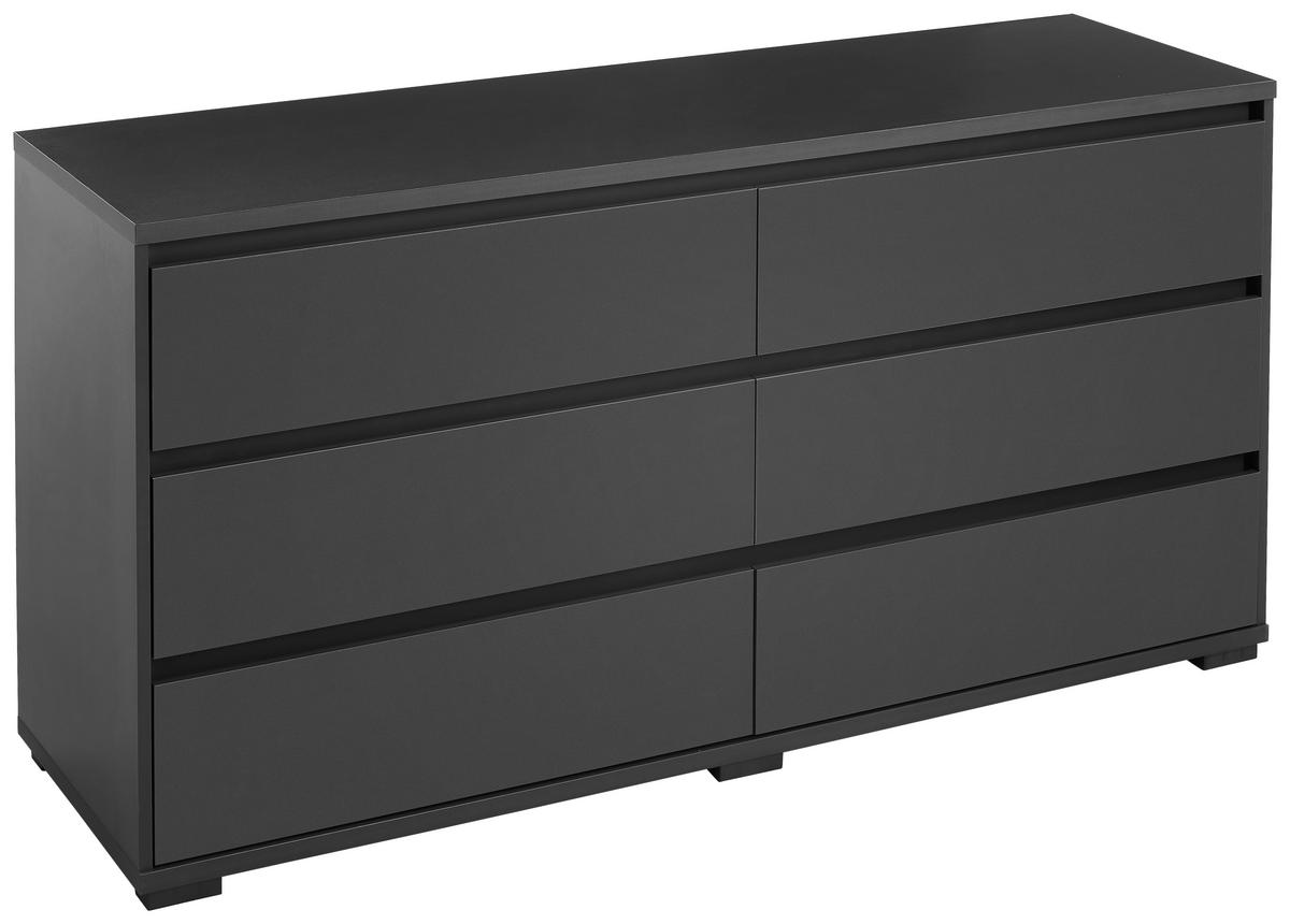 KOMODA SZEROKA LINE - antracytowy, Design, materiał drewnopochodny/tworzywo sztuczne (160/79/48cm) - Carryhome