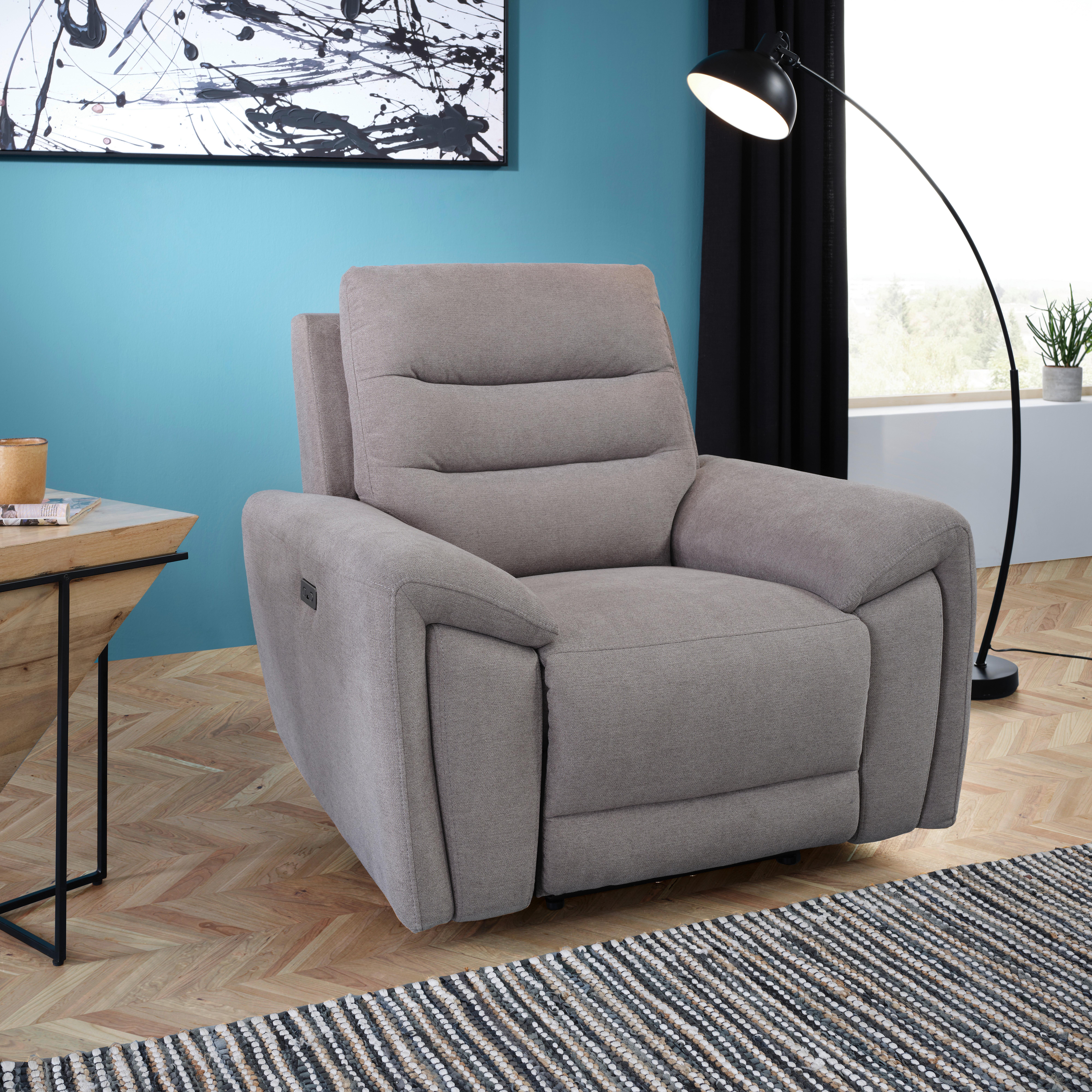 RELAXFÅTÖLJ KNUT - grå/svart, Klassisk, trä/textil (109/96/100cm) - Mömax