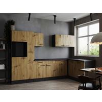 Kotna Kuhinja Brez Aparatov Oliver, 310x172cm - črna/siva, Design, kovina/leseni material (310/172cm) - Respekta