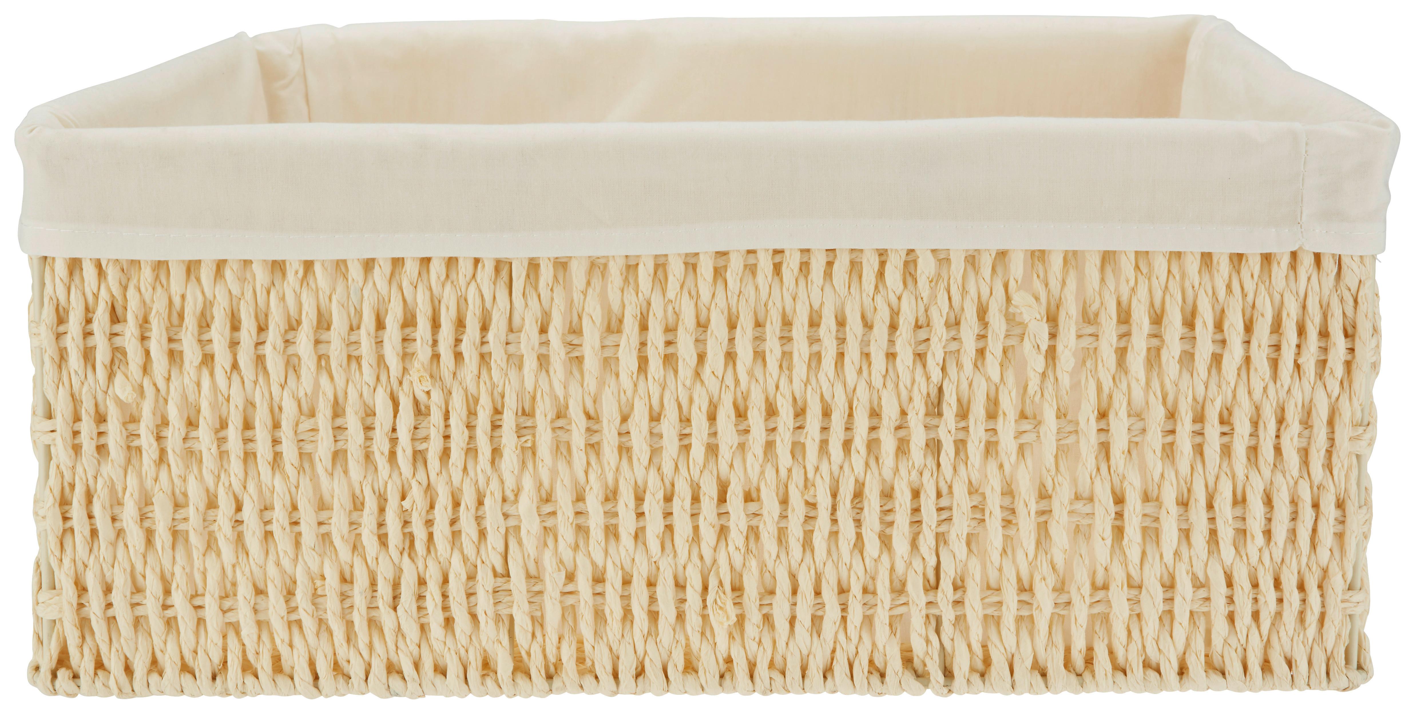 Korb Sally XL Natur/Weiß - Naturfarben/Weiß, Papier/Textil (40/31/17cm) - Mömax