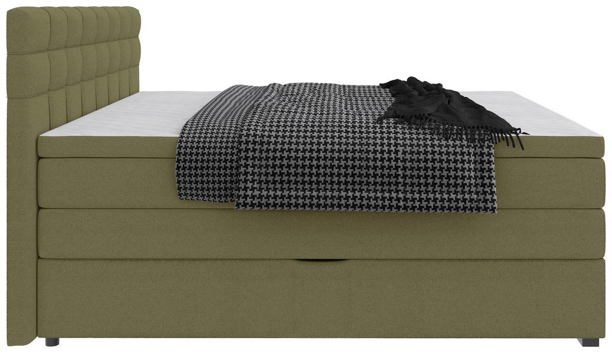 Boxspringbett Fano Grün ca. 200x200cm - Schwarz/Grün, Konventionell, Kunststoff/Textil (200/200cm) - Mömax