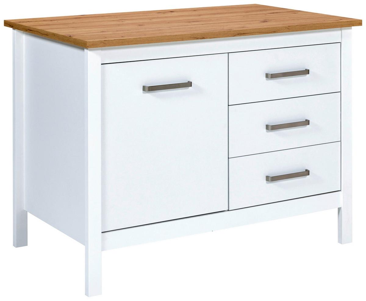Kücheninsel Sicilia Weiß - Silberfarben/Weiß, MODERN, Holzwerkstoff/Metall (124/91/75cm) - Mömax