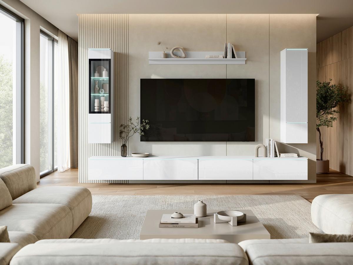 Dnevni Regal Veral Xxl, Bela, 5-Delni - siva/bela, Basics, umetna masa/steklo (300/162/33cm) - P & B