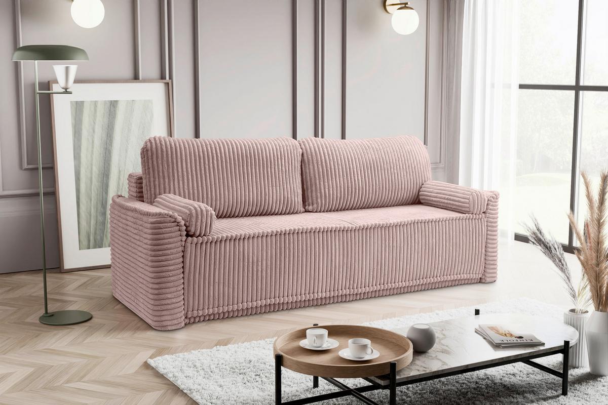 Schlafsofa Grubs Rosa - Schwarz/Rosa, Basics, Holz/Kunststoff (225/96/93cm) - MID.YOU