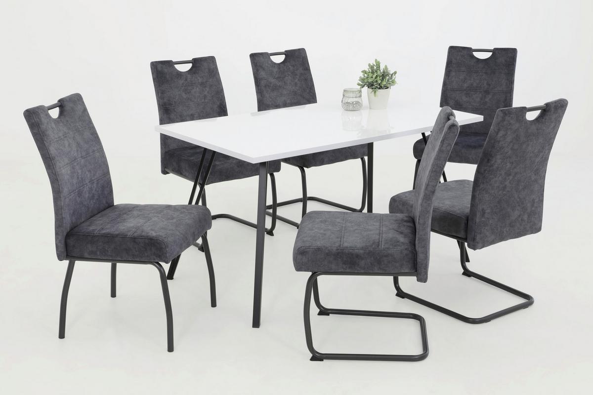 STUHL-SET EVELYN I S 4ER-SET - Anthrazit/Grau, MODERN, Textil/Metall (50/97/62cm) - MID.YOU