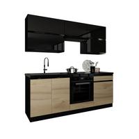 Konyhablokk Star 200 - tölgyfa színű/fekete, Modern, faalapú anyag (200/153,5/60cm)