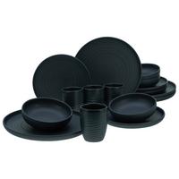 Kombiservice Uno Lava Stone in Schwarz 16-teilig - Anthrazit, MODERN, Keramik (40,5/37/49,5cm) - Creatable